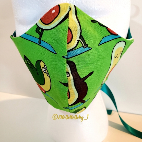 Avocados Doing Yoga Face Mask Cotton Filter Reuse - Picture 6 of 10